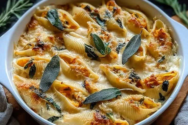 mit-kurbis-und-gouda-gefullte-muschelnudeln-mit-brauner-butter-salbei-alfredo-sose